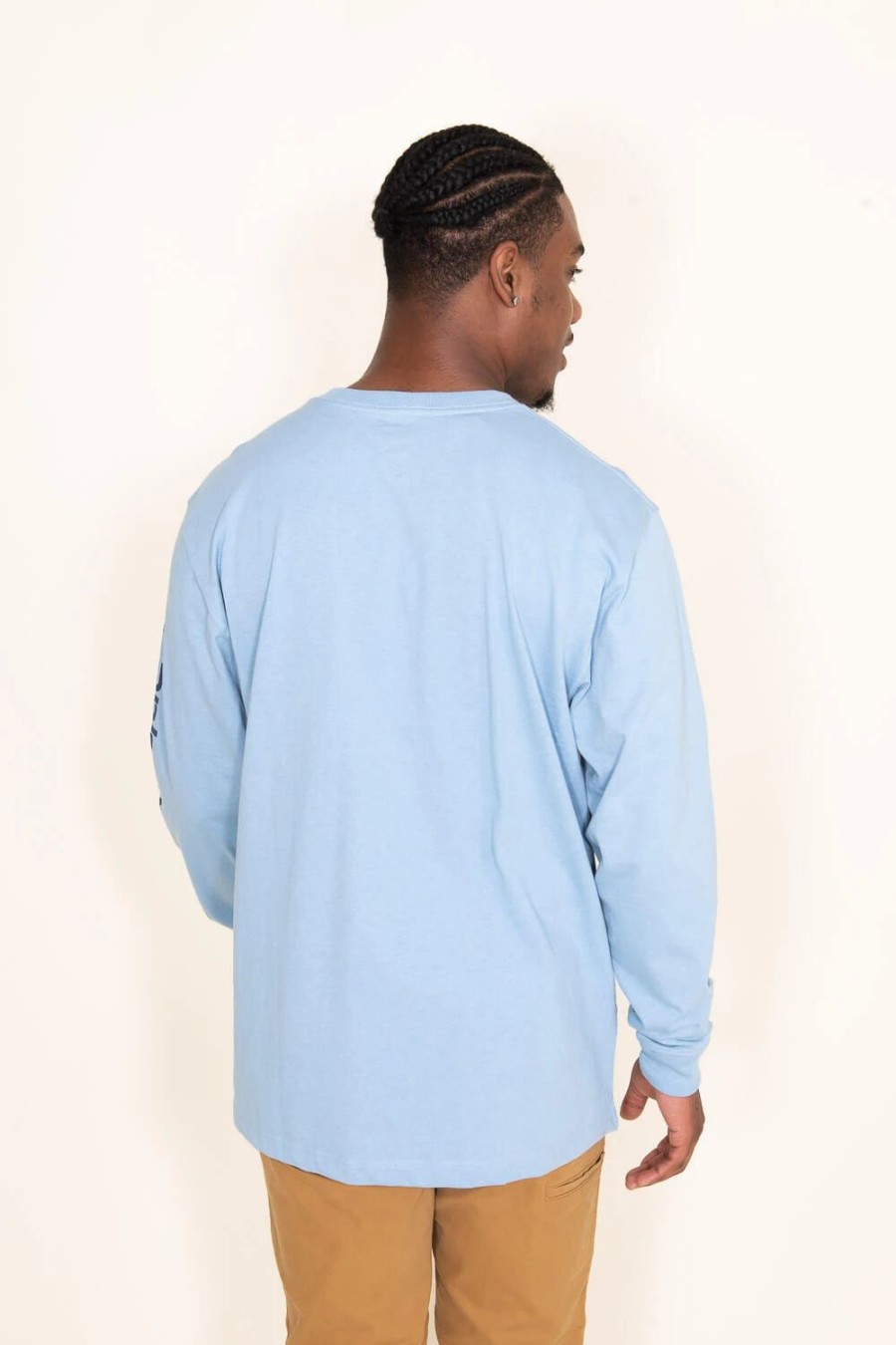 T-Shirts * | Carhartt Loose Fit Long Sleeve Graphic Tee For Men In Blue | K231-H74 Ltblue Lt Blue