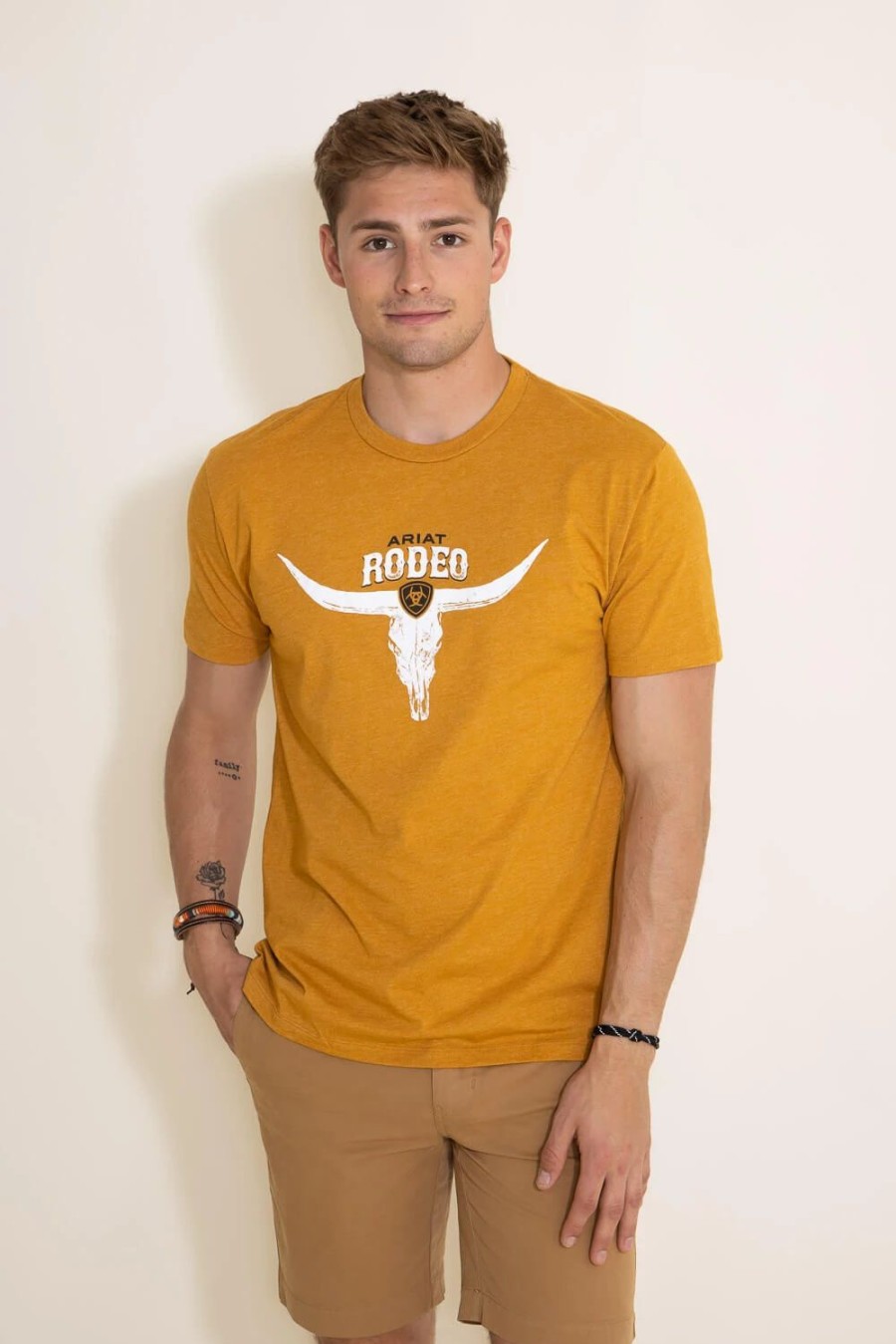 T-Shirts * | Ariat International Ariat Rodeo Skull T-Shirt For Men In Buckhorn Orange | 10045280-Buckhorn Brown