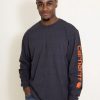 T-Shirts * | Carhartt Long Sleeve Logo Sleeve Graphic T-Shirt For Men In | K231-Crh-Carbon Hthr Carbon Heather