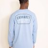 T-Shirts * | Carhartt Relaxed Fit Pocket Long Sleeve Graphic T-Shirt For Men In Blue | 105425-H74 Alpineblue Lt Blue