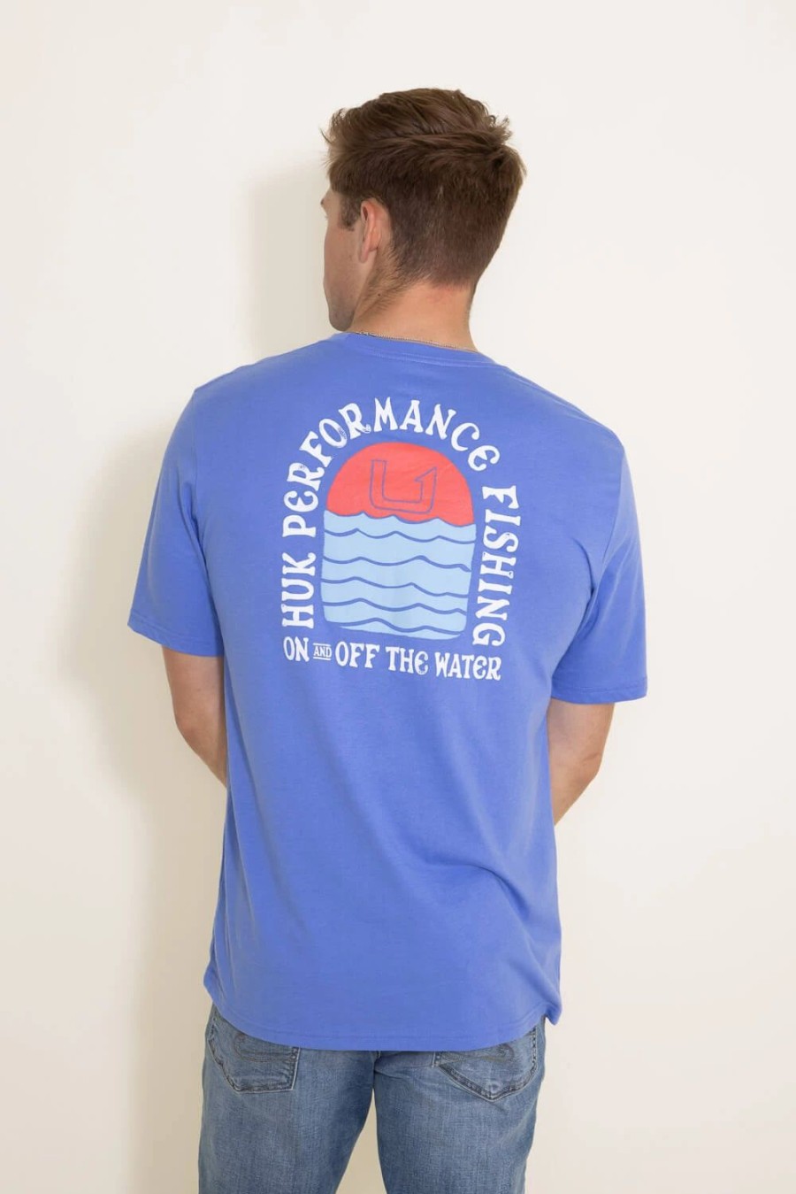 T-Shirts * | Huk Fishing Sun And Surf T-Shirt For Men In | H1000428-498 Wedgewood