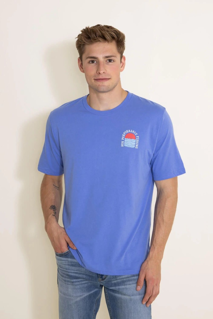 T-Shirts * | Huk Fishing Sun And Surf T-Shirt For Men In | H1000428-498 Wedgewood